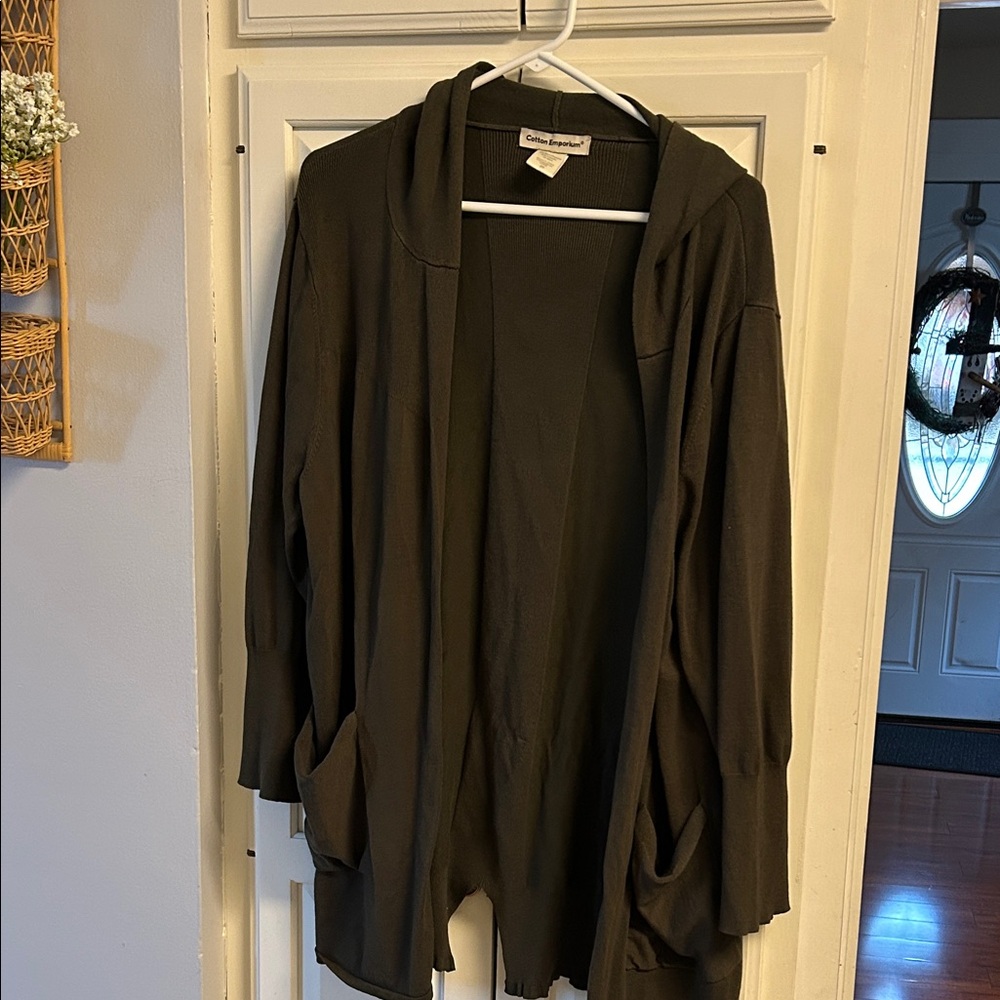 Dark Green Hooded Cardigan 2x